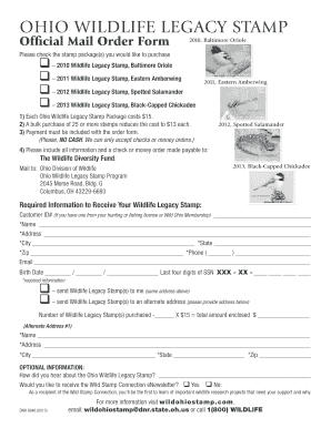 Ohio Wildlife Legacy Stamp Order Form