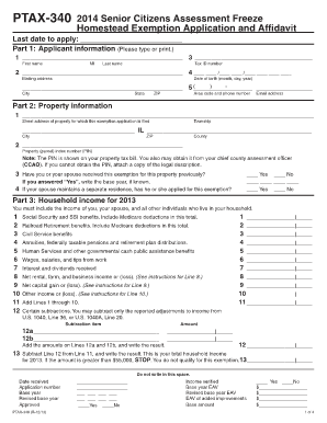 2014 Senior Citizens Assessment Freeze Homestead Exemption Application