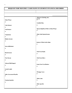 Request for Monthly Cash Flow Statement