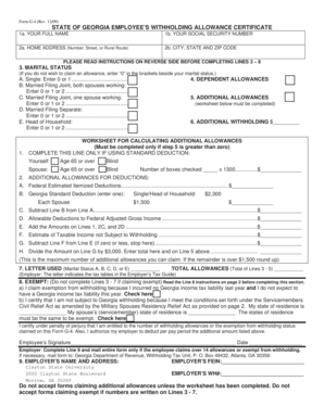 Georgia Employee Withholding Allowance Certificate
