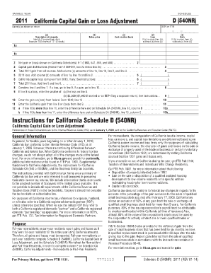 Chore contract template - 2011 Schedule D (540NR) -- California Capital Gain or Loss ... - ftb ca