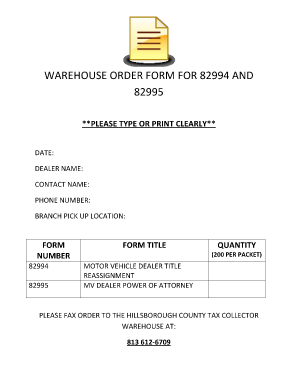 Pdf warehouse order form for 82994 and 82995 hillsborough county