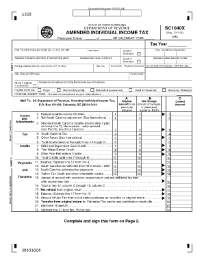 South Carolina Amended Individual Income Tax Form