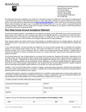 Penn State Access Account Acceptance Statement
