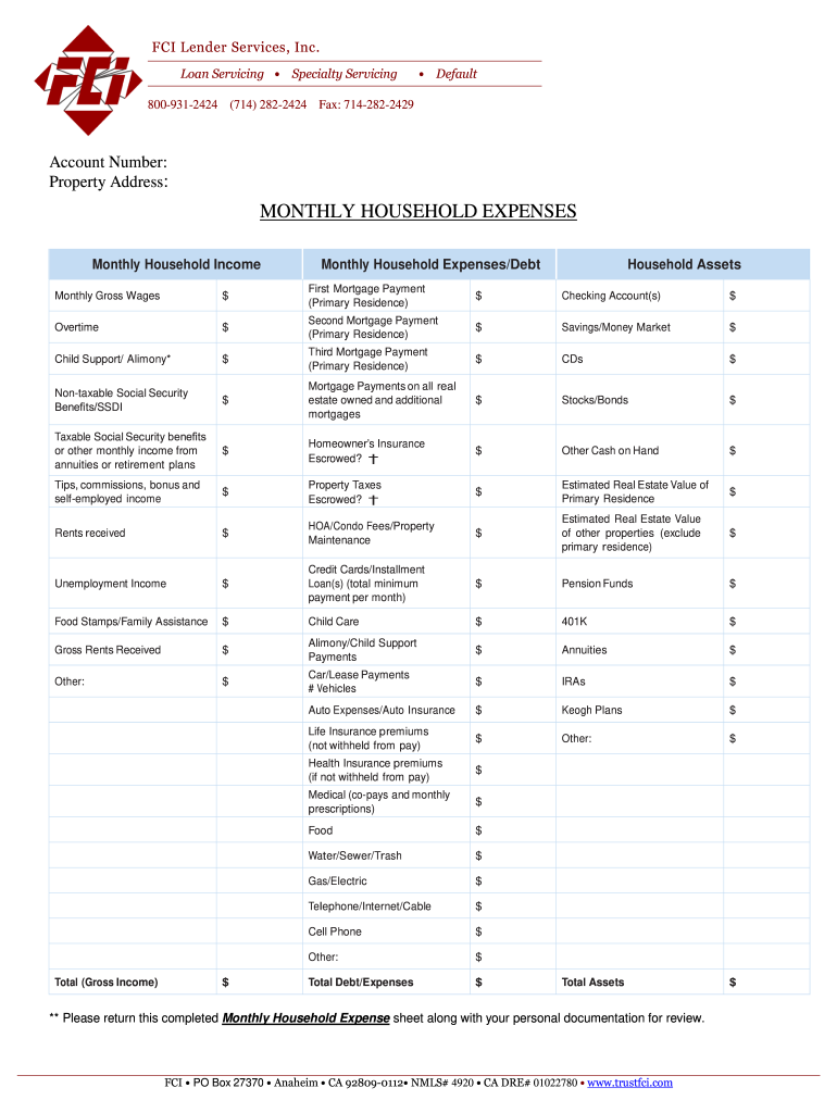 lender services household form Preview on Page 1