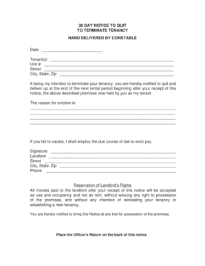 30 Day Notice to Quit