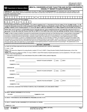 VA Form 21-0960P-2 Disability Benefits Questionnaire