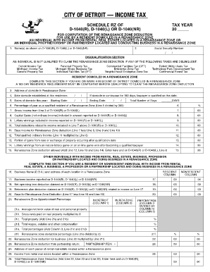 City of Detroit Renaissance Zone Deduction Form