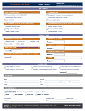 University Donation Form