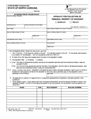 Affidavit for Collection of Personal Property of Decedent