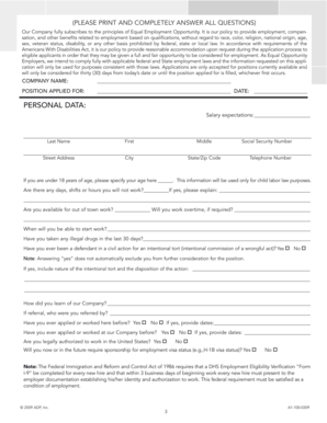 Employment Application Form