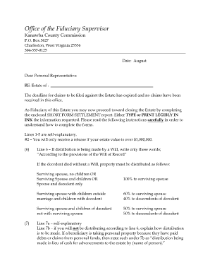 Short Form Settlement Report - Kanawha County - kanawha