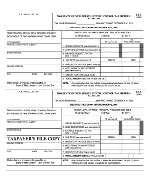 New Jersey Litter Control Tax Return