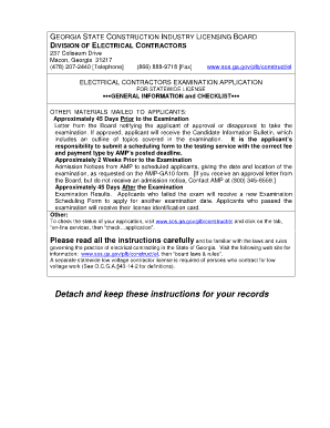 Georgia Electrical Contractor Examination Application
