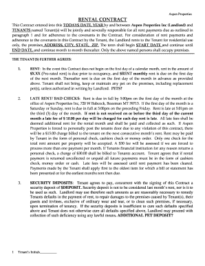 Aspen Properties Residential Lease Agreement