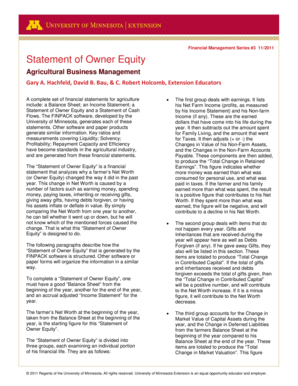 Statement of Owner Equity - University of Minnesota - swroc cfans umn
