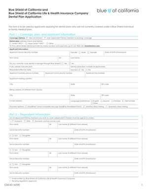 Blue Shield California Dental Plan Application