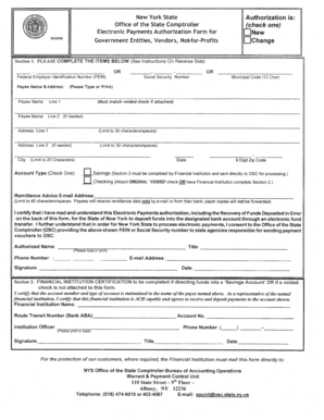 New York State Electronic Payments Authorization Form