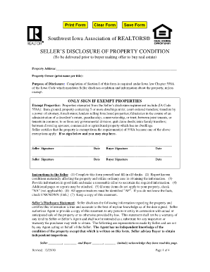 statement condition disclosure property pdf form iowa ia sellers pdffiller seller