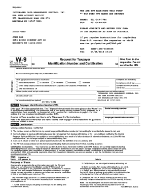 Form W-9 Request for Taxpayer Identification Number and Certification