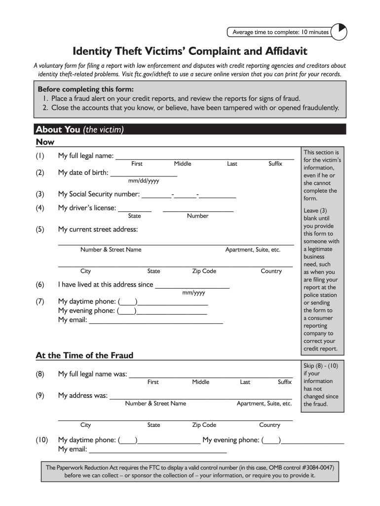 identity theft affidavit form pdf