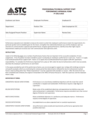 Professional Technical Support Staff Performance Appraisal Form