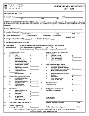 Business Farm Supplement Form