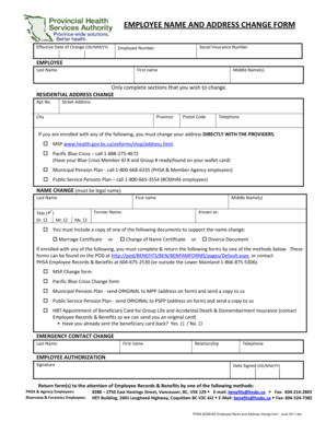 Employee Name and Address Change Form