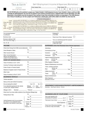 Self-Employment Income & Expenses Worksheet