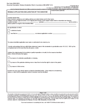 Reissue Application Declaration by the Inventor