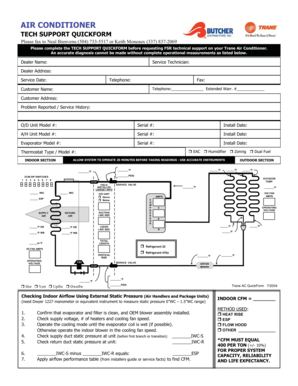 Trane Air Conditioner Tech Support QuickForm