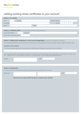 Share Certificate Transfer Form
