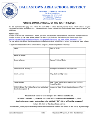 Dallastown School District Property Tax Rebate Application