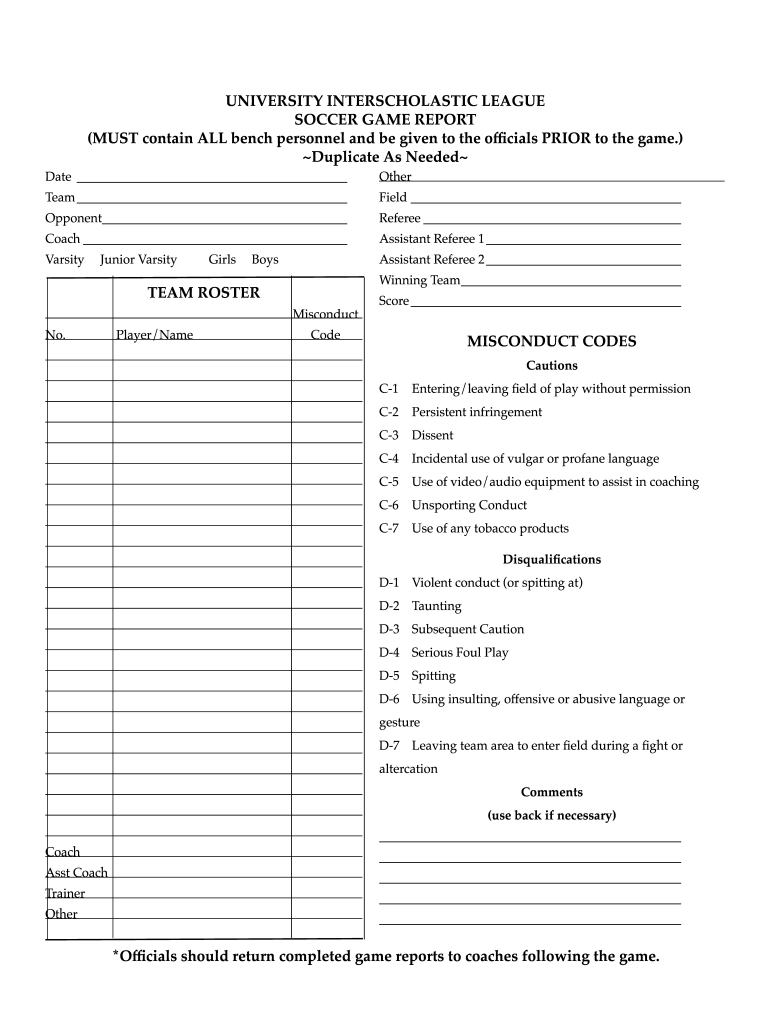Soccer Game Report Template Fill Out Sign Online DocHub