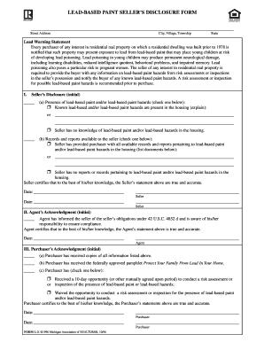 Lead-Based Paint Seller’s Disclosure Form