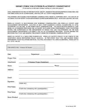 Short-Term Volunteer Placement Commitment