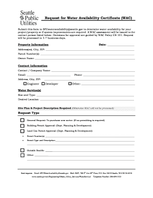 Request for Water Availability Certificate