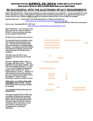 New York RP-5217 Real Property Transfer Report Form