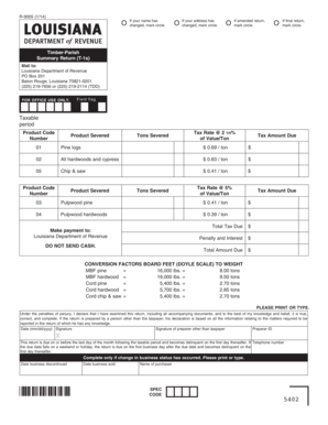 Louisiana Timber Parish Summary Return