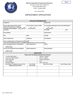 Martin County Employment Application
