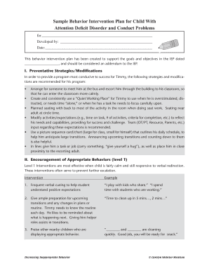 Behavior Intervention Plan for Child with ADHD