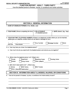 Function Report - Adult - Third Party