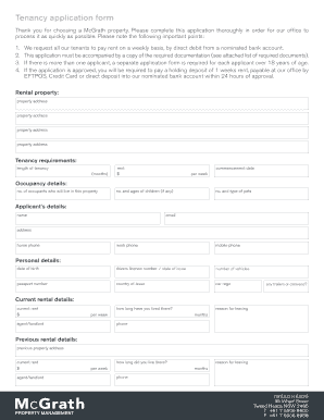 Tenancy Application Form