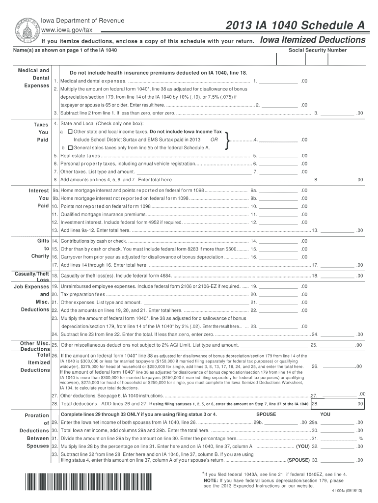 IA 1040 Schedules A and B 41-004 - Iowa Department of Revenue - iowa Preview on Page 1