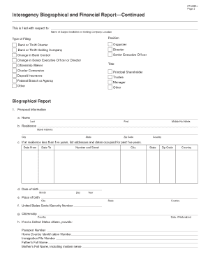 Interagency Biographical and Financial Report