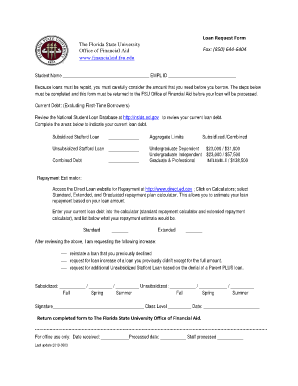 Florida State University Loan Request Form