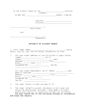 Affidavit of Diligent Search