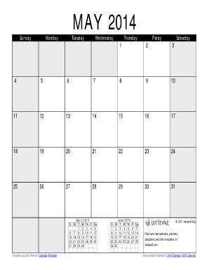 Cfisd calender - May 2014 Calendar PDF - Vertex42