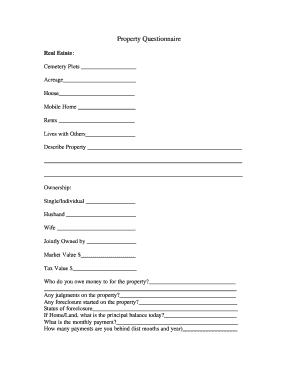 Real Estate Property Questionnaire
