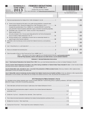 Maine Itemized Deductions Form 1040ME Schedule 2